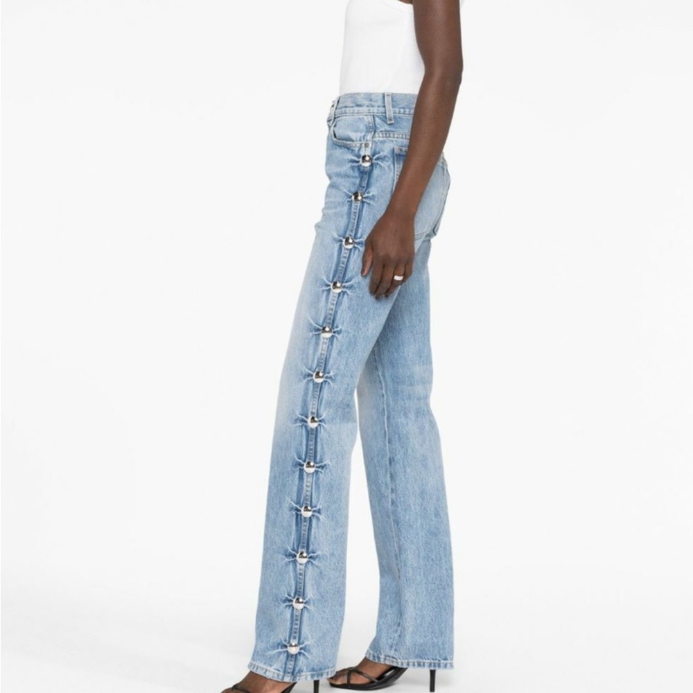 KHAITE Blue Straight Leg Danielle Jeans with Studs